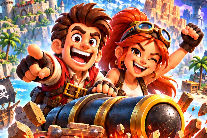 Los protagonistas de KABOOMIX con su cañón